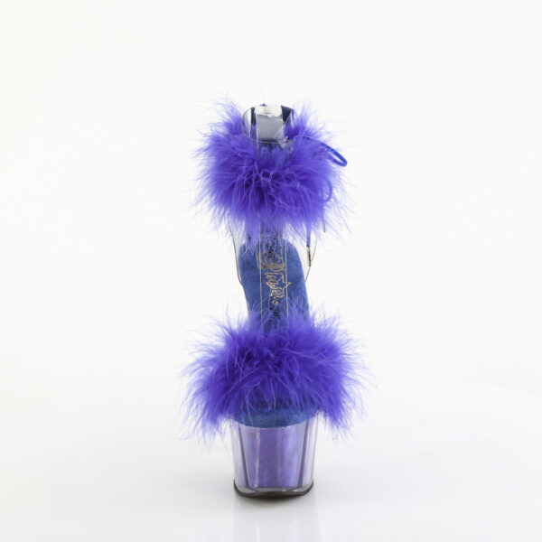 7" Heel, 2 3/4" PF Marabou Fur Ankle Cuff Sandal, Back Zip - Image 2