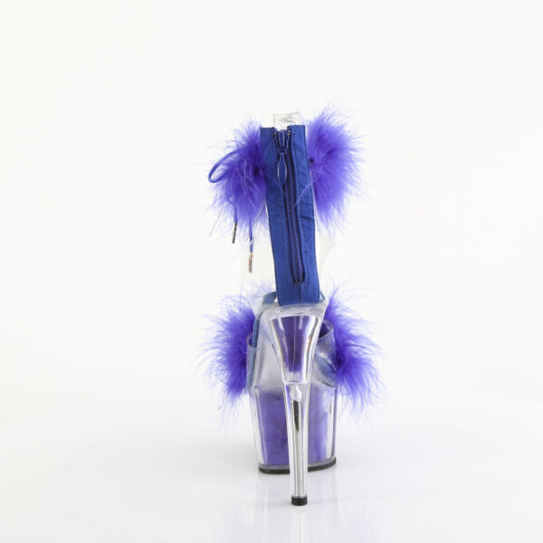 7" Heel, 2 3/4" PF Marabou Fur Ankle Cuff Sandal, Back Zip - Image 4