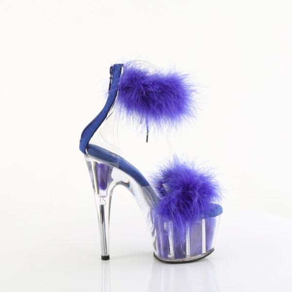 7" Heel, 2 3/4" PF Marabou Fur Ankle Cuff Sandal, Back Zip - Image 5