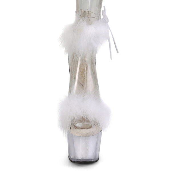 7" Heel, 2 3/4" PF Marabou Fur Ankle Cuff Sandal, Back Zip - Image 2