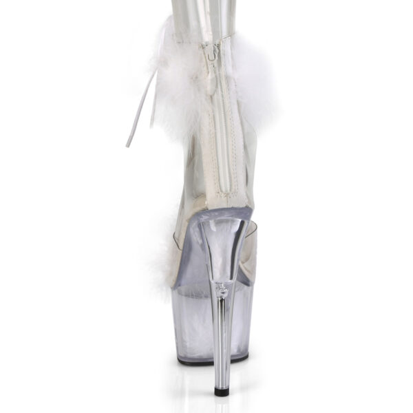 7" Heel, 2 3/4" PF Marabou Fur Ankle Cuff Sandal, Back Zip - Image 4
