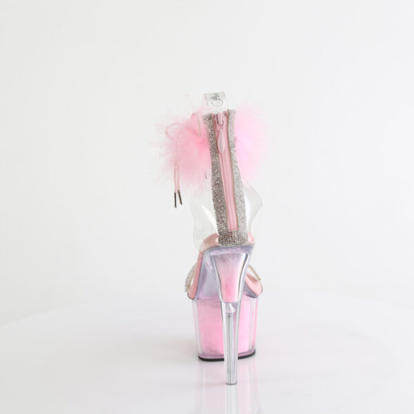 7" Heel, 2 3/4" PF Marabou Fur Ankle Cuff Sandal, Back Zip - Image 4