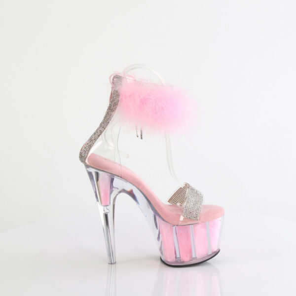 7" Heel, 2 3/4" PF Marabou Fur Ankle Cuff Sandal, Back Zip - Image 5