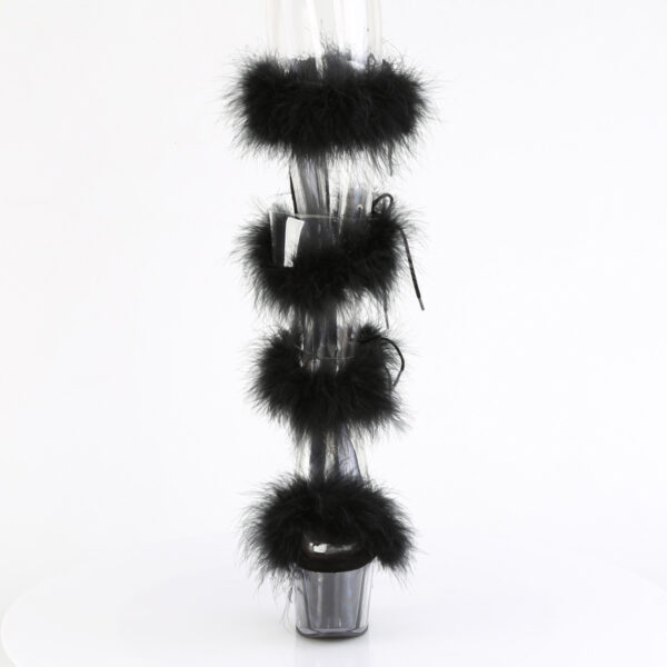 7" Heel, 2 3/4" PF Marabou Fur Sandal, Back Zip - Image 2