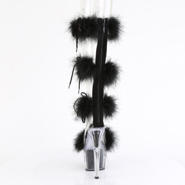 7" Heel, 2 3/4" PF Marabou Fur Sandal, Back Zip - Image 4