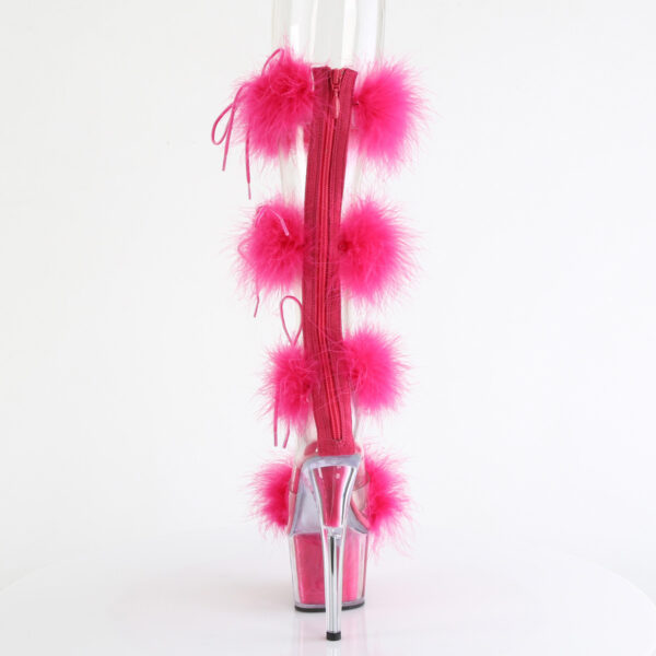 7" Heel, 2 3/4" PF Marabou Fur Sandal, Back Zip - Image 4