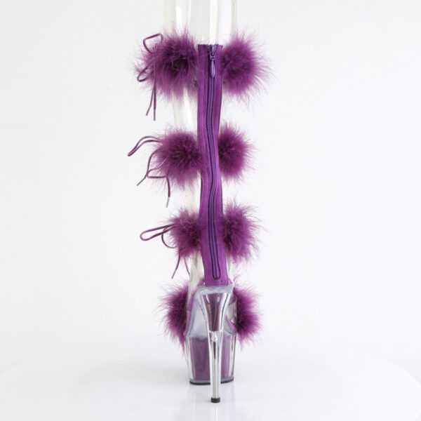 **7" Heel, 2 3/4" PF Marabou Fur Sandal, Back Zip - Image 4