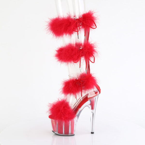 7" Heel, 2 3/4" PF Marabou Fur Sandal, Back Zip - Image 3