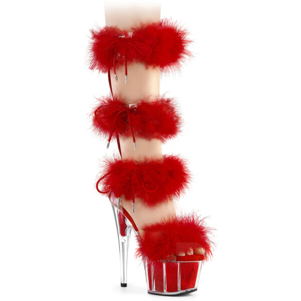 7" Heel, 2 3/4" PF Marabou Fur Sandal, Back Zip