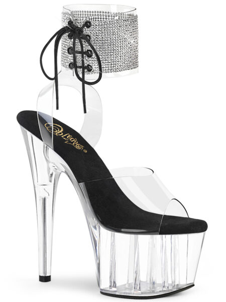 **7" Heel, 2 3/4" PF Rhinestoned Ankle Cuff Sandal