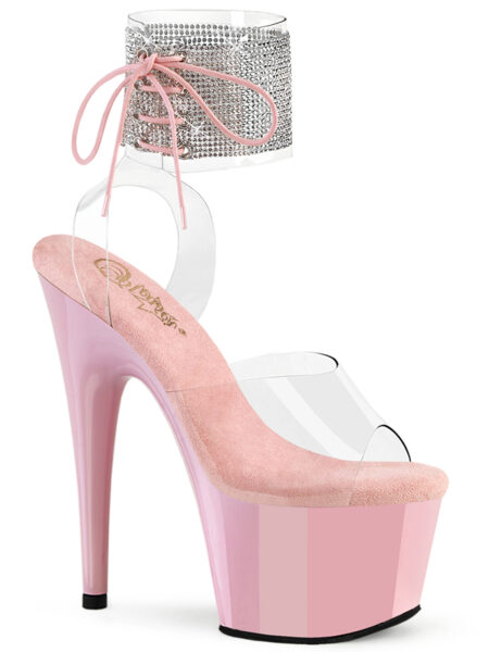 **7" Heel, 2 3/4" PF Rhinestoned Ankle Cuff Sandal