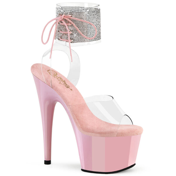 **7" Heel, 2 3/4" PF Rhinestoned Ankle Cuff Sandal