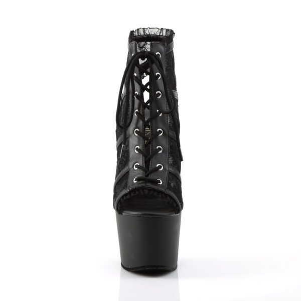 7" Heel, 2 3/4" PF Open Toe/Heel Lace Overlay Bootie - Image 2