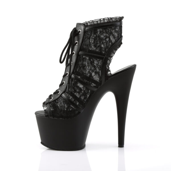 7" Heel, 2 3/4" PF Open Toe/Heel Lace Overlay Bootie - Image 3