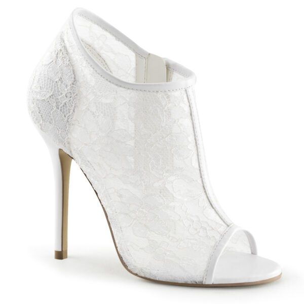 *5" Heel, Open Toe Bootie w/ Lace Overlay Lace Mesh