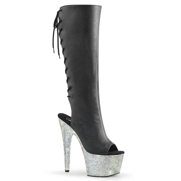 7" Heel, 2 3/4" PF Open Toe/Heel Knee Boot w/RS, Side Zip