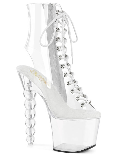 7" Beaded Heel, 3 1/4" PF Open Toe/Heel Lace-Up Ankle Boot,