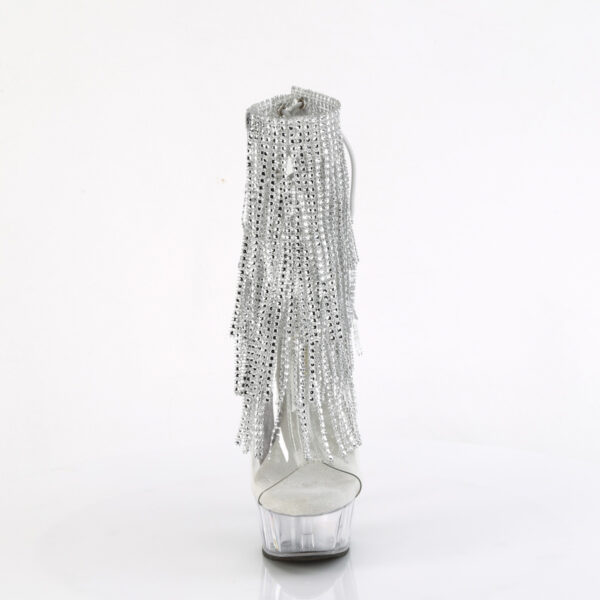 6" Heel, 1 3/4" PF Open Toe/Heel Lace-Up Fringe Ankle Boot - Image 2