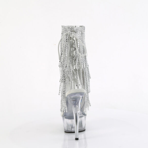 6" Heel, 1 3/4" PF Open Toe/Heel Lace-Up Fringe Ankle Boot - Image 4