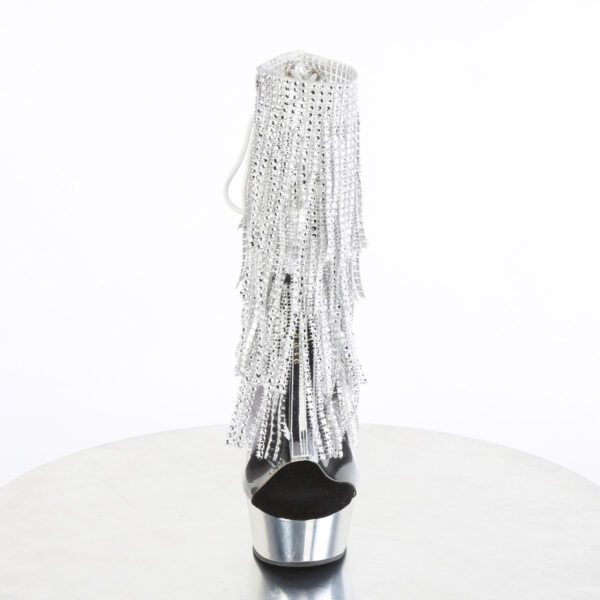 6" Heel, 1 3/4" PF Open Toe/Heel Lace-Up Fringe Ankle Boot - Image 2