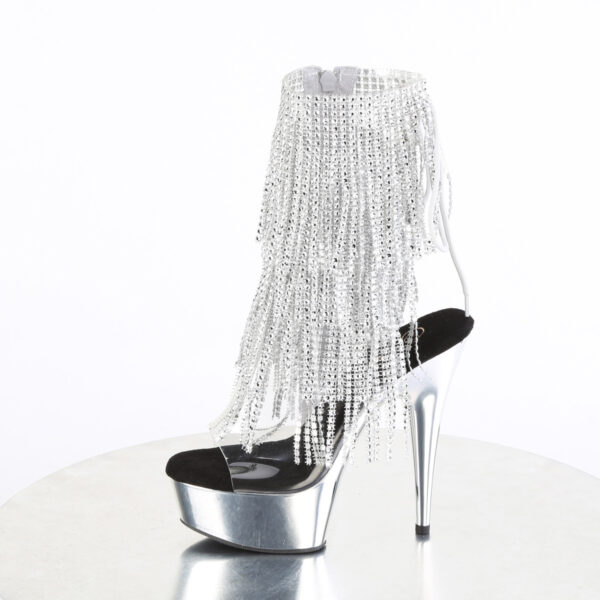 6" Heel, 1 3/4" PF Open Toe/Heel Lace-Up Fringe Ankle Boot - Image 3