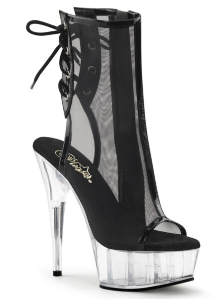 6" Heel, 1 3/4" PF Open Toe/Heel Mesh Ankle Boot
