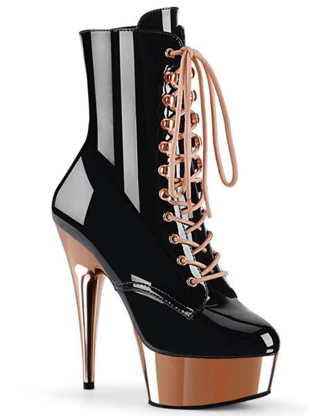 6" Heel, 1 3/4" PF Lace-up Ankle Boot, Side Zip