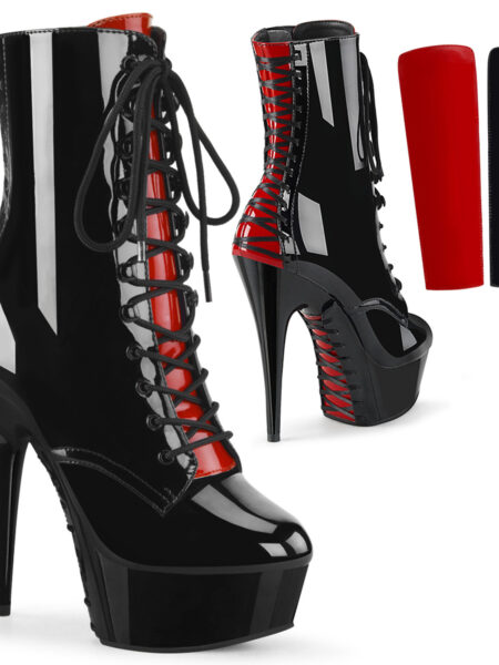 6" Heel, 1 3/4" PF Two Tone Lace-up Ankle Boot, Side Zip