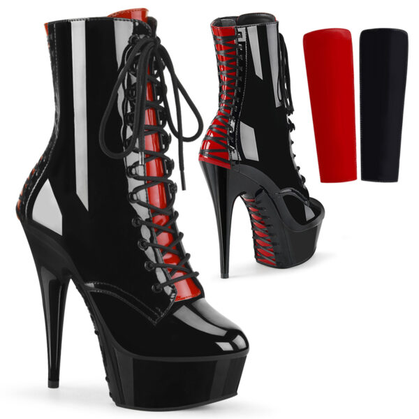 6" Heel, 1 3/4" PF Two Tone Lace-up Ankle Boot, Side Zip