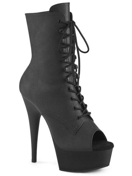 6" Heel, 1 3/4" PF Peep Toe Lace-Up Ankle Boot, Side Zip