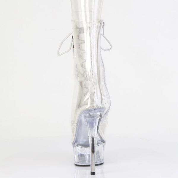 6" Heel, 1 3/4" PF Clear Peep Toe Lace-Up Ankle Boot - Image 4