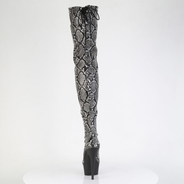 6" Heel, 1 3/4" PF Stretch Snake Print Pull-On Thigh Boot - Image 4