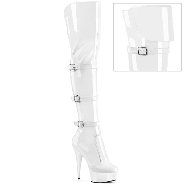 6" Heel, 1 3/4" PF Triple Buckle Strap OTK Boot, Side Zip