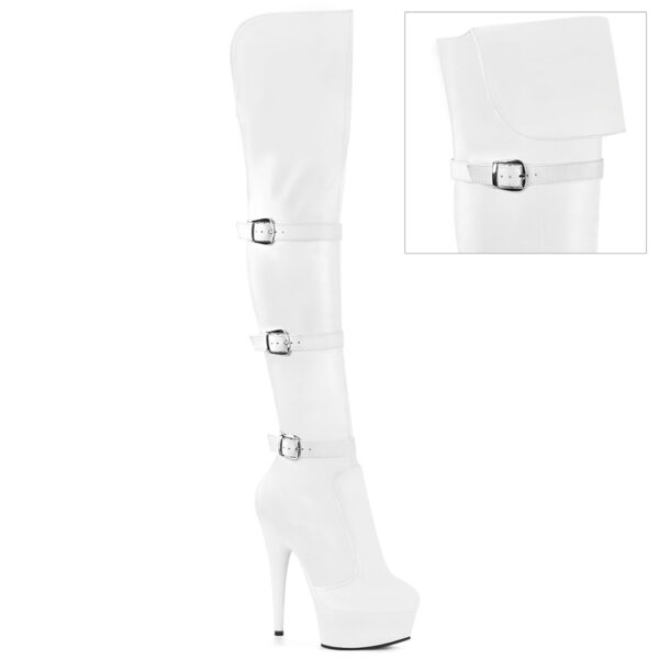 6" Heel, 1 3/4" PF Triple Buckle Strap OTK Boot, Side Zip