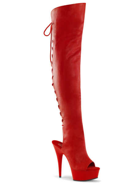 6" Heel, 1 3/4 PF Open Toe/Heel Over-The-Knee Boot, Side Zip