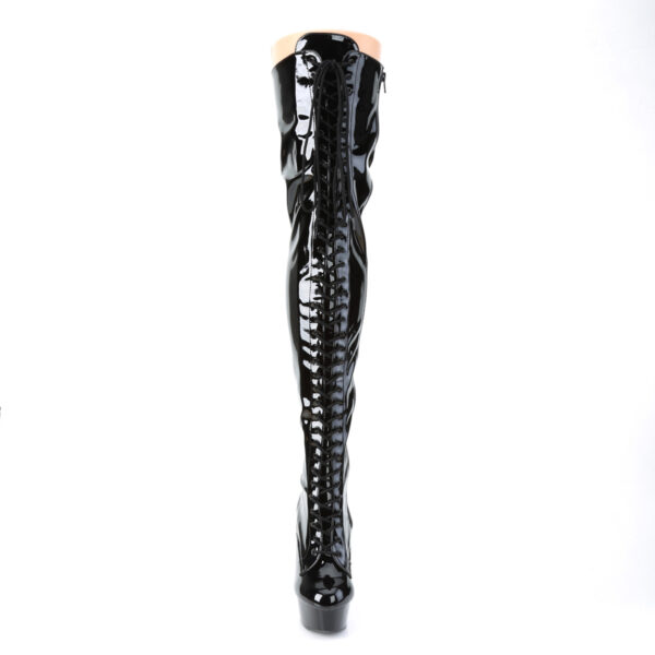 6" Heel, 1 3/4" PF Lace-Up Stretch Thigh Boot, Side Zip - Image 2