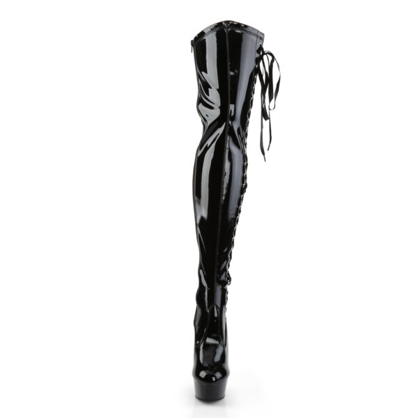 6" Heel, 1 3/4" PF Thigh Boot w/Side Ribbon Lace, Side Zip - Image 2