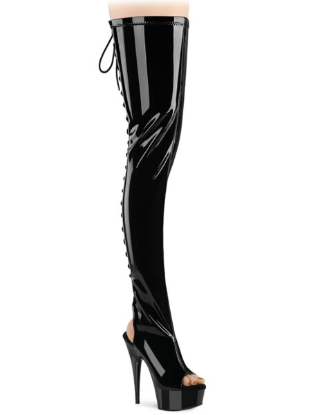 6" Heel, 1 3/4" PF Back Lace Stretch Crotch Boot, Side Zip