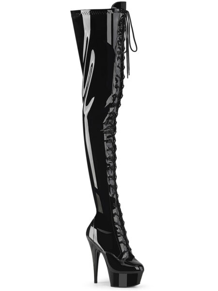 6″ Heel, 1 3/4″ PF Lace Up Stretch Crotch Boot, Side Zip