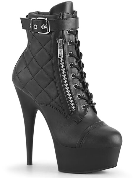 6" Heel, 1 3/4" PF Lace-Up Front Ankle Bootie, Side Zip