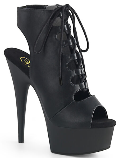 6" Heel, 1 3/4" PF OpenToe/Heel Front Lace Up Ankle Bootie