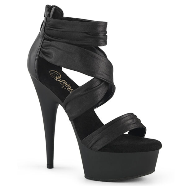 6" Heel, 1 3/4" PF Ruched Ankle Strap Sandal, Back Zip