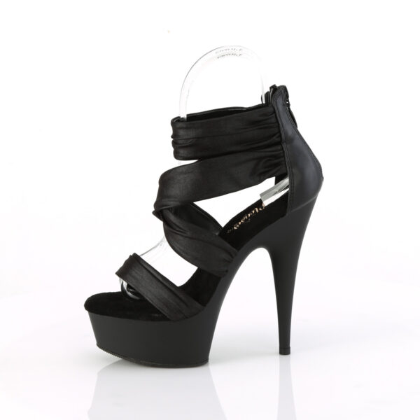 6" Heel, 1 3/4" PF Ruched Ankle Strap Sandal, Back Zip - Image 3