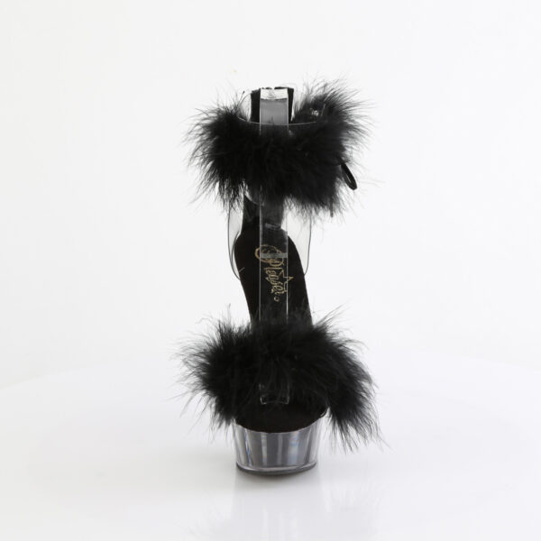 6" Heel, 1 3/4" PF Marabou Fur Ankle Cuff Sandal, Back Zip - Image 2