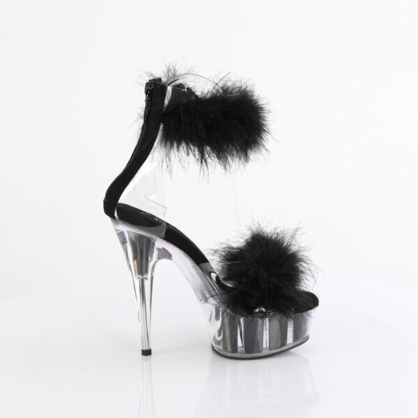 6" Heel, 1 3/4" PF Marabou Fur Ankle Cuff Sandal, Back Zip - Image 5