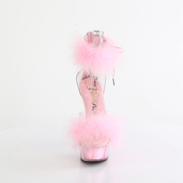 6" Heel, 1 3/4" PF Marabou Fur Ankle Cuff Sandal, Back Zip - Image 2