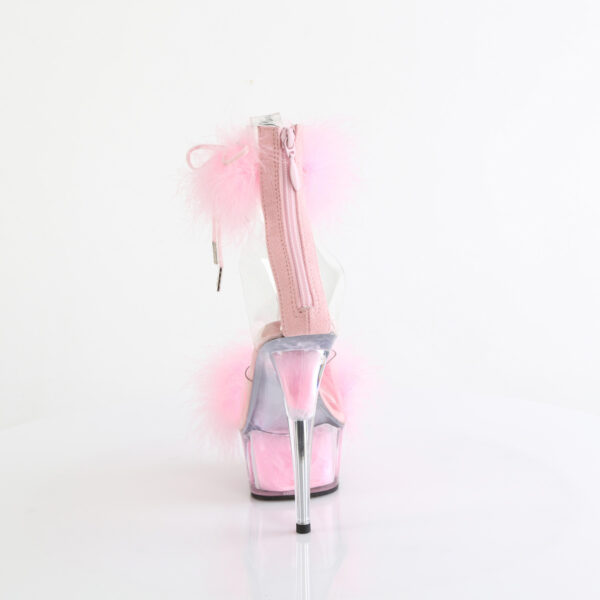 6" Heel, 1 3/4" PF Marabou Fur Ankle Cuff Sandal, Back Zip - Image 4