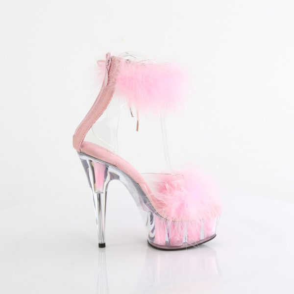 6" Heel, 1 3/4" PF Marabou Fur Ankle Cuff Sandal, Back Zip - Image 5