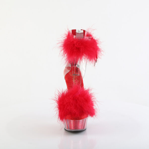 6" Heel, 1 3/4" PF Marabou Fur Ankle Cuff Sandal, Back Zip - Image 2