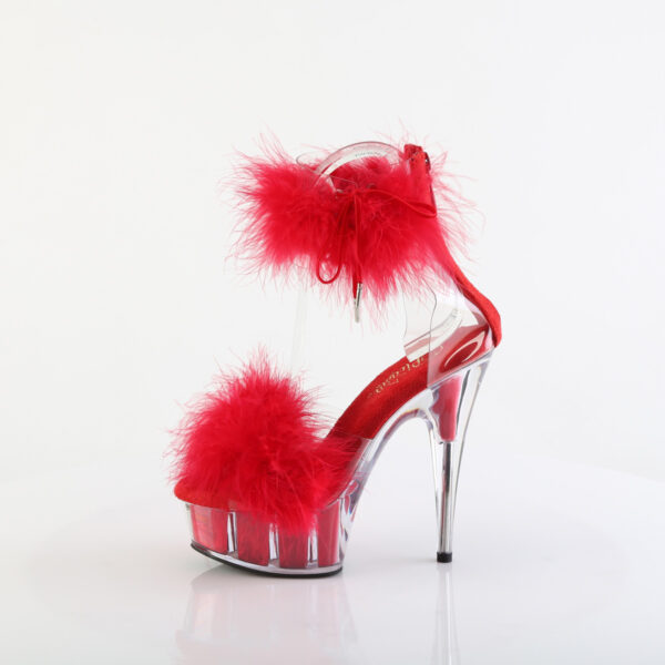 6" Heel, 1 3/4" PF Marabou Fur Ankle Cuff Sandal, Back Zip - Image 3